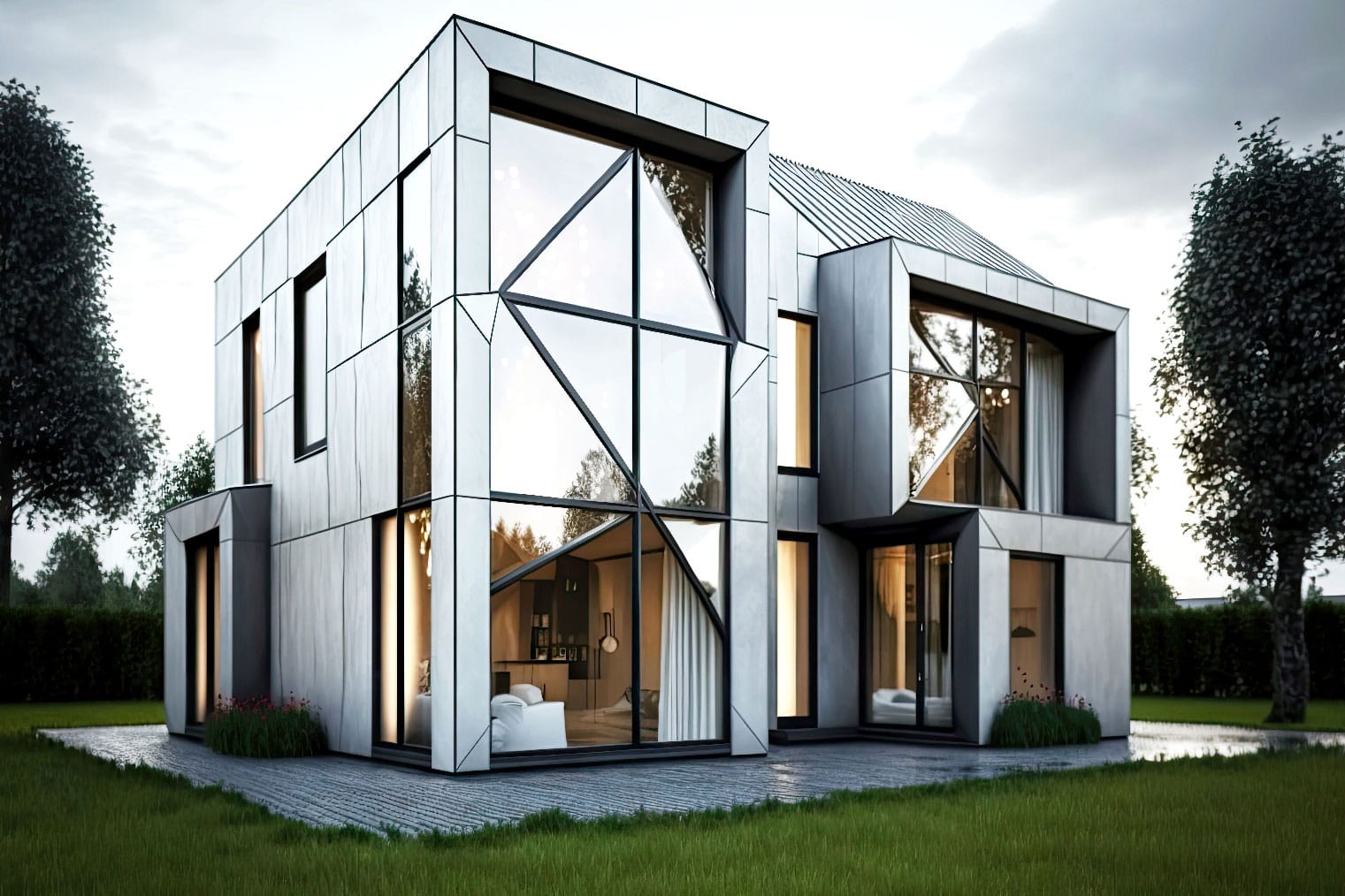 New Design designer-house-with-reconstructed-facades-aluminium-windows-generative-ai
